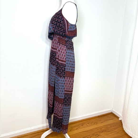 American Eagle Boho Indian Floral Print Ruffle Sleeveless Maxi Dress S - Picture 12 of 13